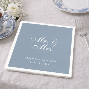 Stofbruiloft Blauw Mijnheer en Mevrouw Witte Calli Servet