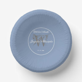 Stofbruiloft Elegant Grijs Monogram Papieren Kommen