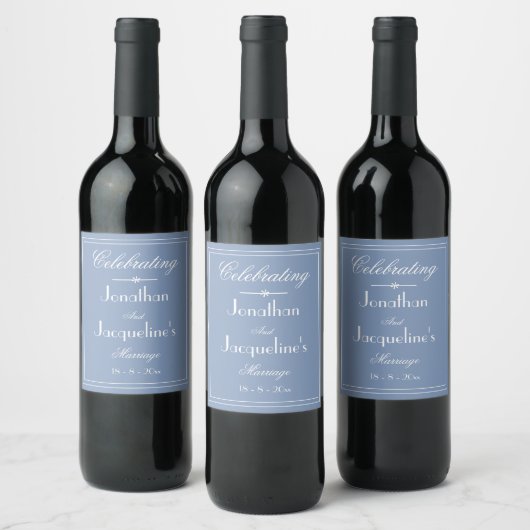 Stofbruiloft Elegante scriptnamen Zachte Kleur Wijn Etiket (Flessen)