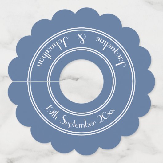 Stofbruiloft Elegante witte scriptnamen Wijnglaslabel (Voorkant)