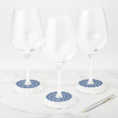 Stofbruiloft Elegante witte scriptnamen Wijnglaslabel (Set)
