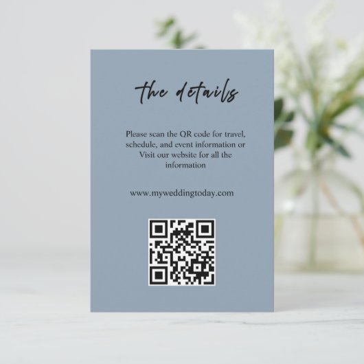 Stofbruiloft Enclosurekaart met QR-code Informatiekaartje (Staand voorkant)