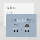 Stofbruiloft HBT Save The Date Aankondigingskaart (Voorkant / Achterkant)