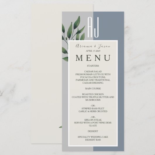Stofbruiloft Menu (Voorkant / Achterkant)