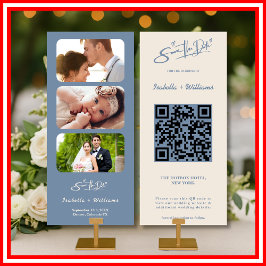 Stofbruiloft met blauwe tint | Foto QR-code save t