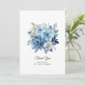 Stofbruiloft met bloemen bedankkaart (Staand voorkant)