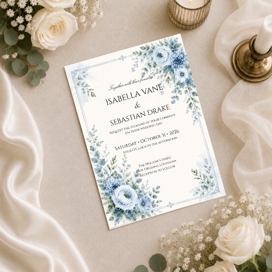 Stofbruiloft met bloemen kaart