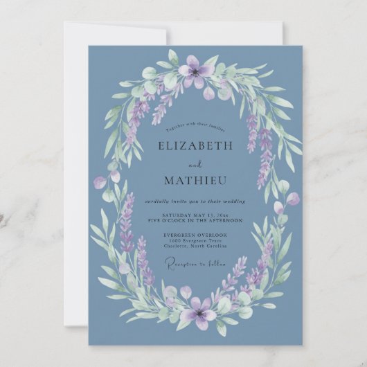 Stofbruiloft met etherische bloemen kaart (Voorkant)