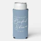 Stofbruiloft met gepersonaliseerd wit schrift seltzer blikjeskoeler (Seltzer Voorkant)