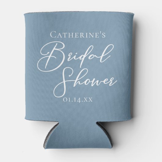 Stofbruiloft met gepersonaliseerde witte script blikjeskoeler (Voorkant)