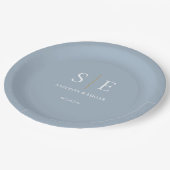 Stofbruiloft met goud monogram papieren bordje (Gekanteld)