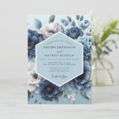 Stofbruiloft met romantische flora kaart (Staand voorkant)