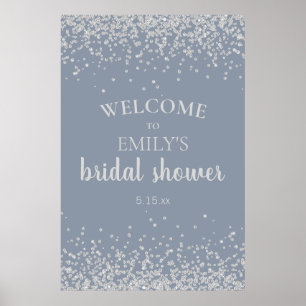 Stofbruiloft met zilveren confetti poster