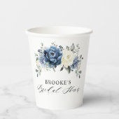 Stofbruiloft Navy Champagne Ivoor  Papieren Bekers (Voorkant)