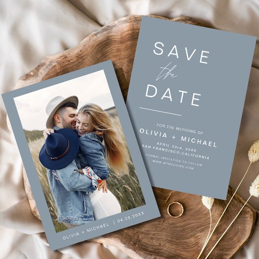 Stofbruiloft Opslag datum Foto Minimalistisch Save The Date