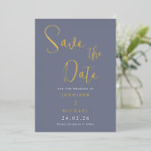 Stofbruiloft Save The Date-palet Goud Folie Uitnodiging (Staand Voorkant)