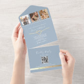 Stofbruiloft Uitnodiging met Fotocollage (Afscheurbaar)