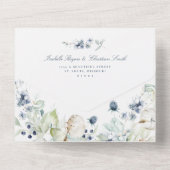 Stofbruiloft Wilde Bloem Groenbladerige Planten All In One Uitnodiging (Achterkant)