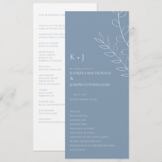 Stofbruiloftceremonie Minimalistisch Elegant Programmakaart (Voorkant / Achterkant)
