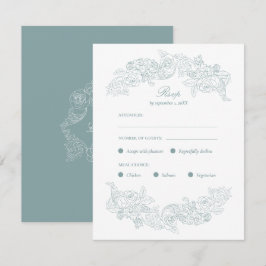 Stofbruiloftmaalkeuze RSVP-kaart in regency-stijl RSVP Kaartje