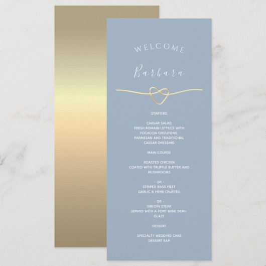 Stofbruiloftmenu met gastnaam menu (Voorkant / Achterkant)