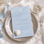 Stofbruiloftsmenu kaart romantisch blauw