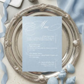 Stofbruiloftsmenu kaart romantisch blauw