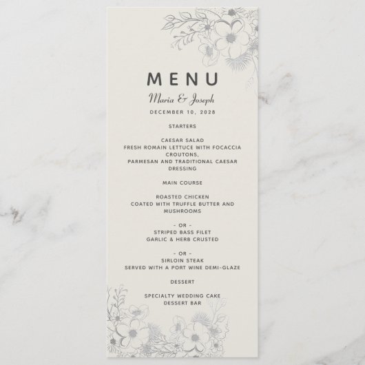 Stofbruiloftsmenu Menu (Voorkant)