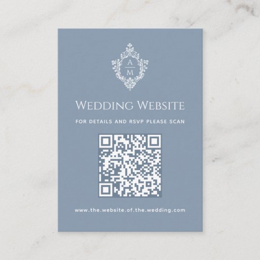 Stofbruiloftwebsite Vintage Wapenschild QR-code Informatiekaartje (Voorkant)
