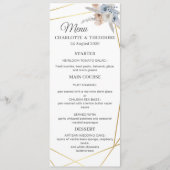 Stofbruin Beige Bloemmotief Goud Geometrisch Diner Menu (Voorkant)