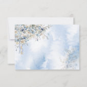 Stofbruin Blau Aquarel Bloemendruk Bruiloft Save The Date (Achterkant)
