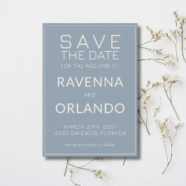 Stofbruin Blau Ivoor Oud Geld Modern Huwelijk Save The Date