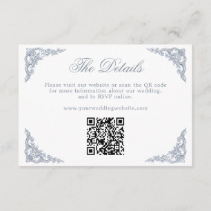 Stofbruin Blau Koninklijke Wedding Website QR Informatiekaartje