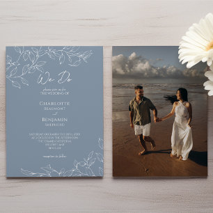 Stofbruin Blau Minimalistisch Blad Trouwfoto We Do Kaart