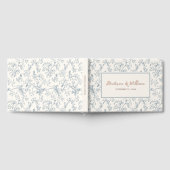 Stofbruin Blauw Chinees Patroon Bruiloft Gastenboek (Volledig)