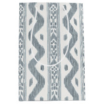 Stofbruin Blauw en Crème Ikat, Geweven Streep