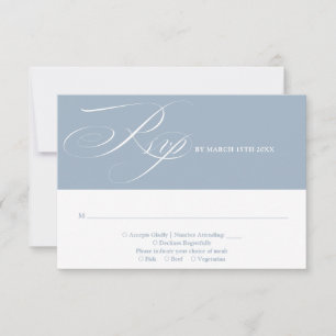 Stofbruin Blauw Moderne Chic Elegante Script Bruil RSVP Kaartje