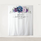 Stofbruin Blauw Paars Navy Lila Bloesems Bruids-Sh Wandkleed (Voorkant)