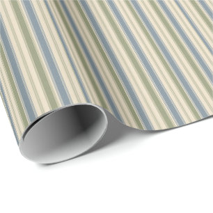 Stofbruin Blauw & Saliegroen Linnen Multi-Breedte Cadeaupapier