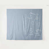 Stofbruin Blauwe Beste Dag Ooit Hart Script Bruilo Wandkleed (Voorkant (horizontaal))