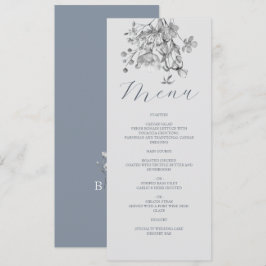 Stofbruin Blauwe Bloem Bruiloftsmenu Menu