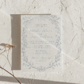 Stofbruin Blauwe Boho Bloemige QR Code Foto Bruilo Kaart