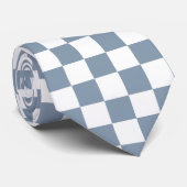 Stofbruin blauwe en witte geruite trouwdas stropdas (Opgerold)