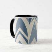 Stofbruin blauwe kust batik Parang chevron geometr Mok (Voorkant links)