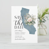 Stofbruin blauwe staat Californië Destination Huwe Save The Date (Staand voorkant)
