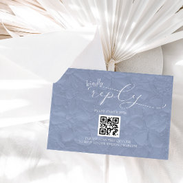 Stofbruin Blauwe Trouwmoderne Eenvoudige QR RSVP Kaartje