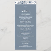Stofbruin Blauwe Vintage Bloem Franse Trouwmenu Menu (Voorkant)