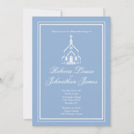 Stofbruin Blauwe Witte Kerk Kapel Elegante Trouw Kaart