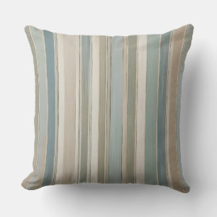 Stofbruin Blauwgroen Salie Beige Streep Kussen