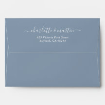 Stofbruin Blauws Schrif Retouradres Trouwfeest A7